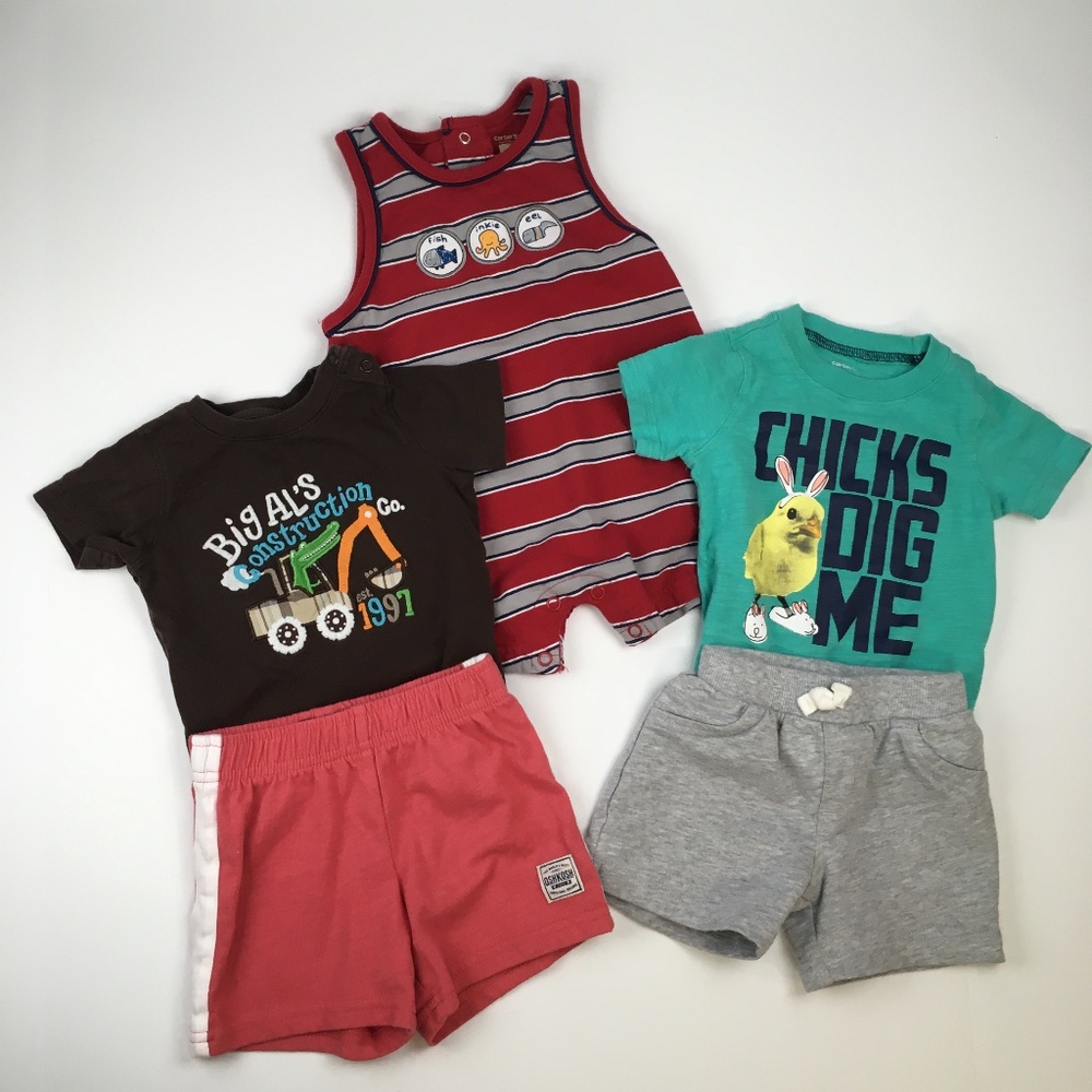 Lot 6-9m Boy Warm Weather Playsuit and 2 Outfits